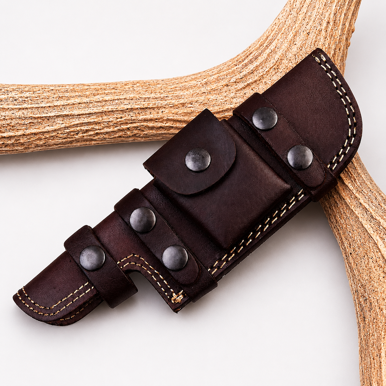 Handmade Leather Horizontal Knife Sheath – Double Stitched Fixed Blade Knife 9 Inch Universal Cover