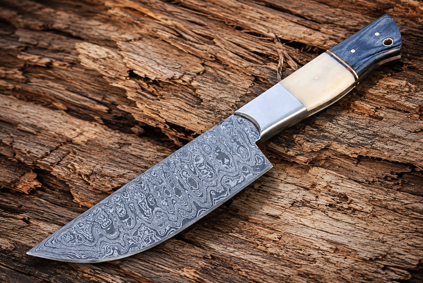 Hand Forged Damascus Steel Chef Knife – 8” Blade with Camel Bone & Rosewood Handle | 512 Layers