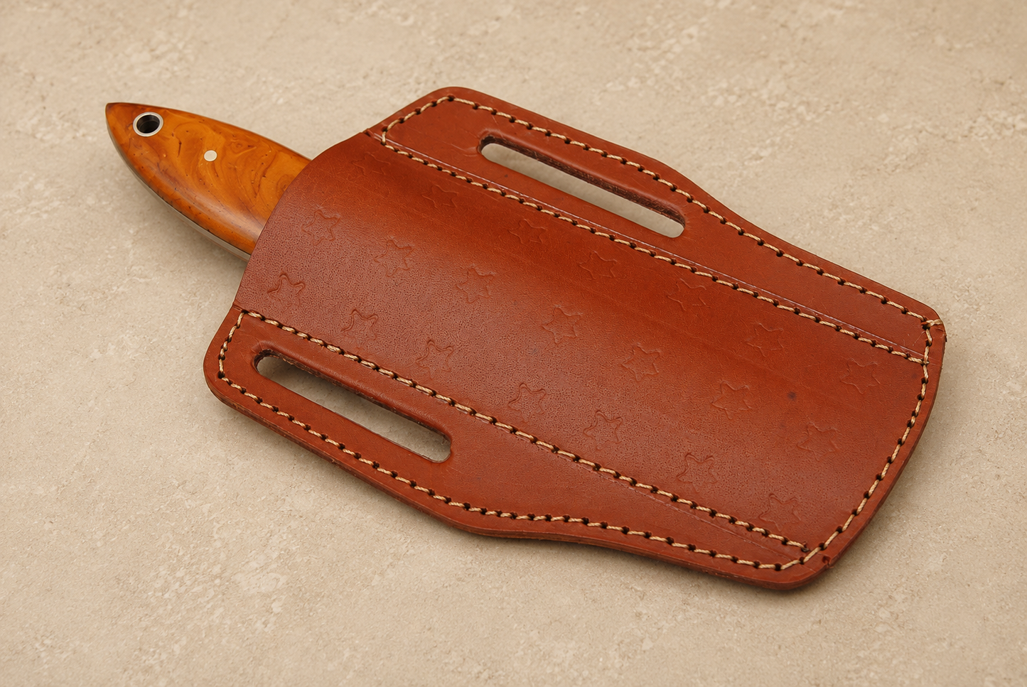 Hand Forged Damascus Steel Fixed Blade Tool with Risen Handle – Handmade Collector Piece with Leather Sheath