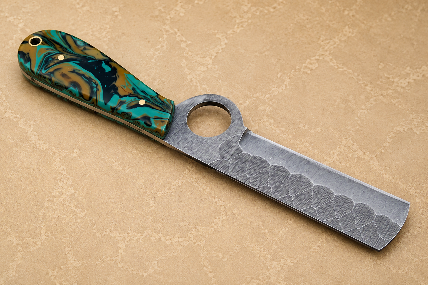 Forge Ridge High Carbon Steel Utility Knife – Hand Forged Fixed Blade with Resin Handle & Leather Sheath