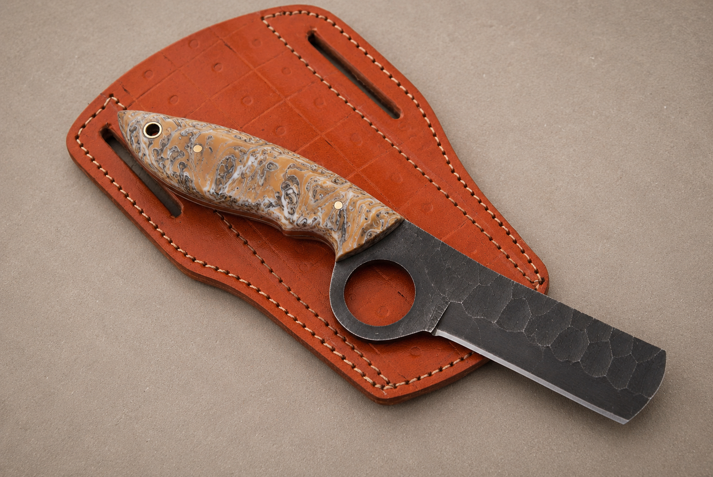 Iron Rail Hand Forged High Carbon Steel Utility Knife – Railroad Steel Fixed Blade with Leather Sheath