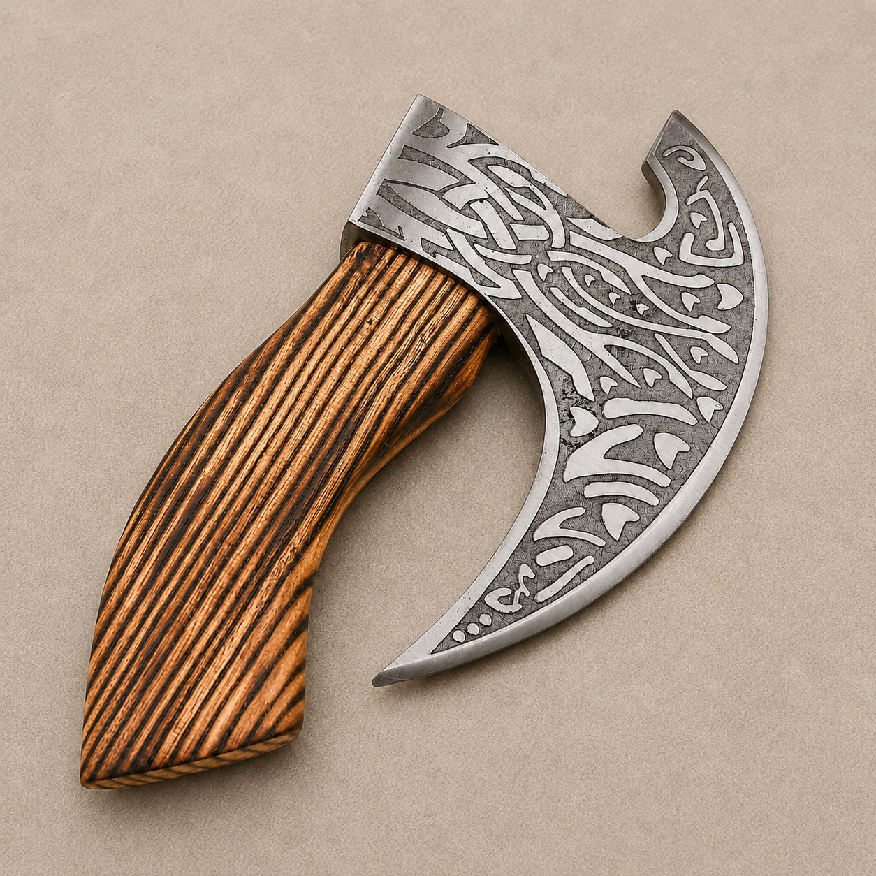 Rustic Pizza Axe Cutter – Hand Forged Carbon Steel Pizza Cutter with Leather Sheath