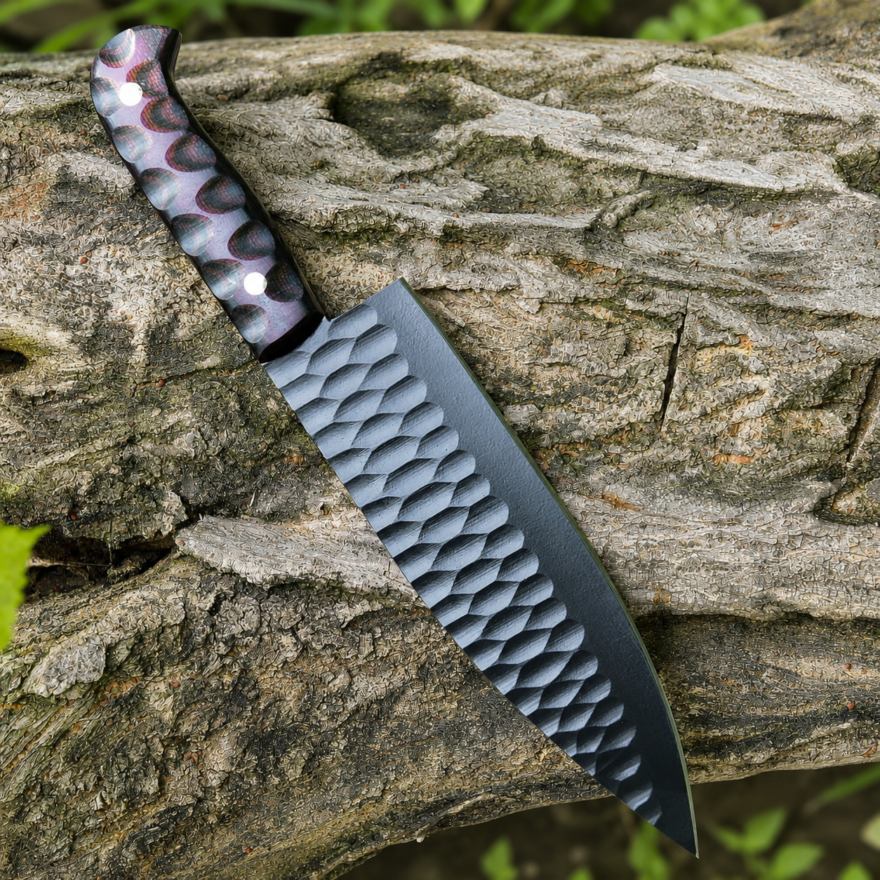 Handmade 1095 High Carbon Steel Chef & Utility Knife with Micarta Handle and Leather Sheath