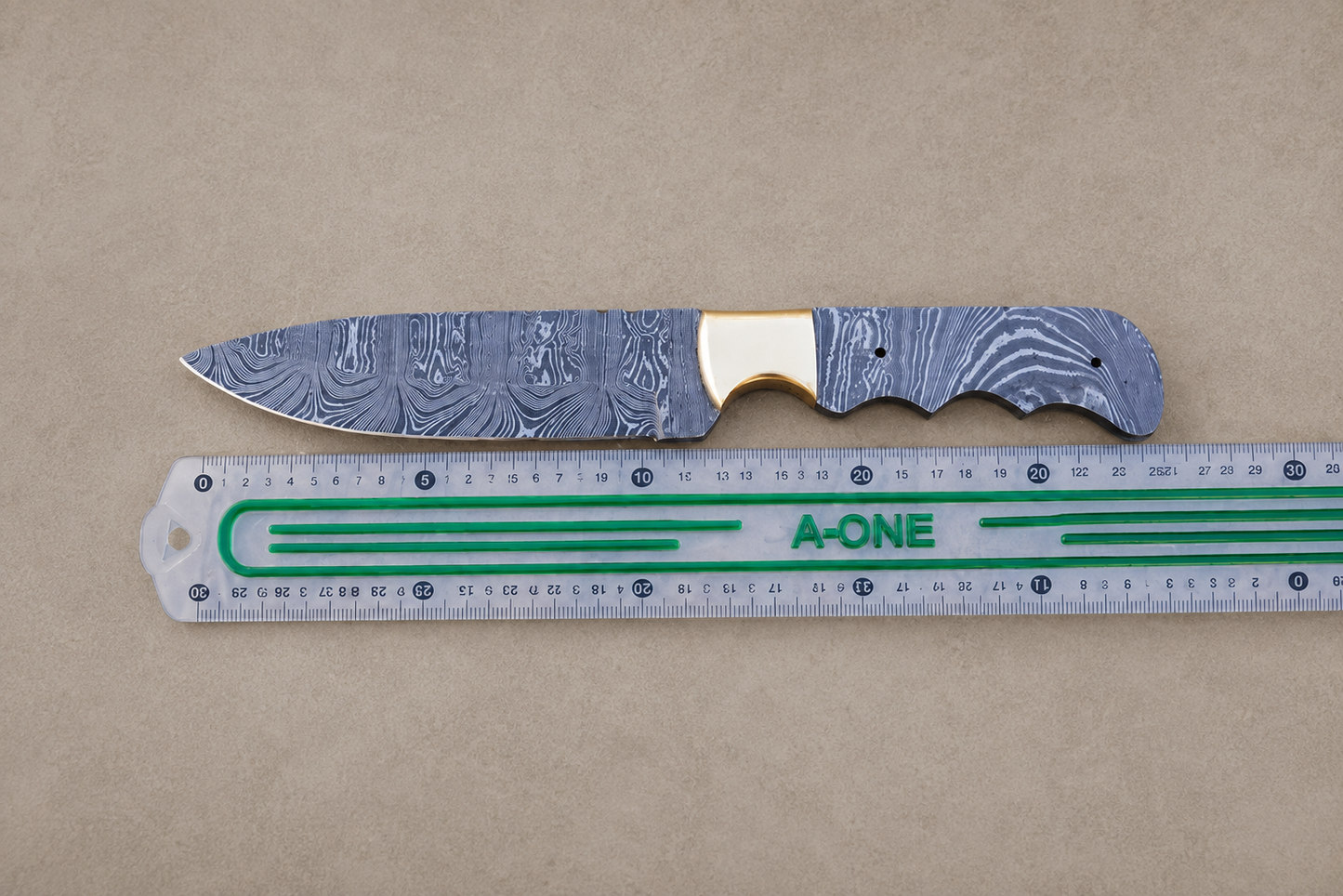 Hand Forged Damascus Steel Blank Blade Utility Knife with Brass Bolster (8”)