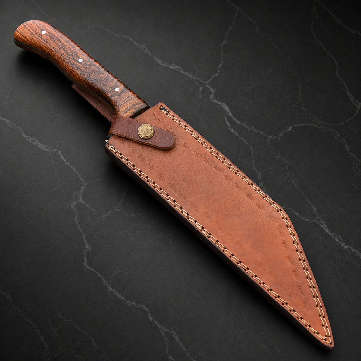 Custom Handmade Seax Style Knife – D2 High Carbon Steel with Leather Sheath