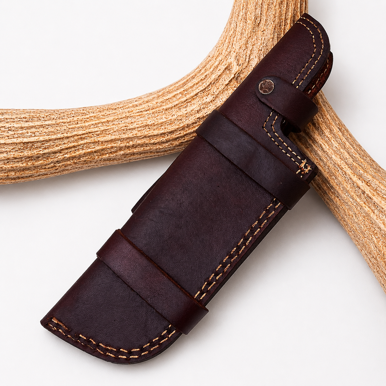 Handmade Leather Horizontal Knife Sheath – Double Stitched Fixed Blade Knife 9 Inch Universal Cover