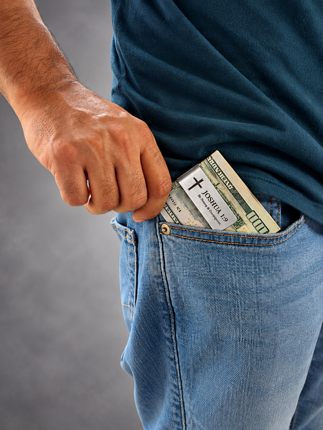 5-Pack Stainless Steel Christian Money Clips – Cross Designs & Bible Verses