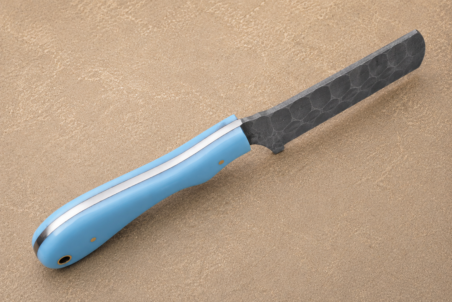 Forge Trail High Carbon Steel Utility Knife – Hand Forged Fixed Blade with Resin Handle & Leather Sheath