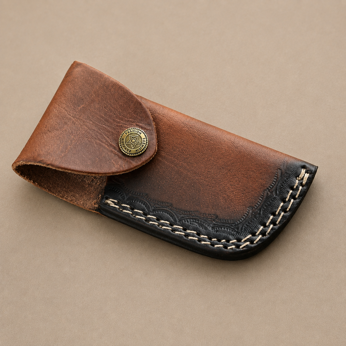 Hand Forged Damascus Steel Folding Pocket Knife with Wood Handle