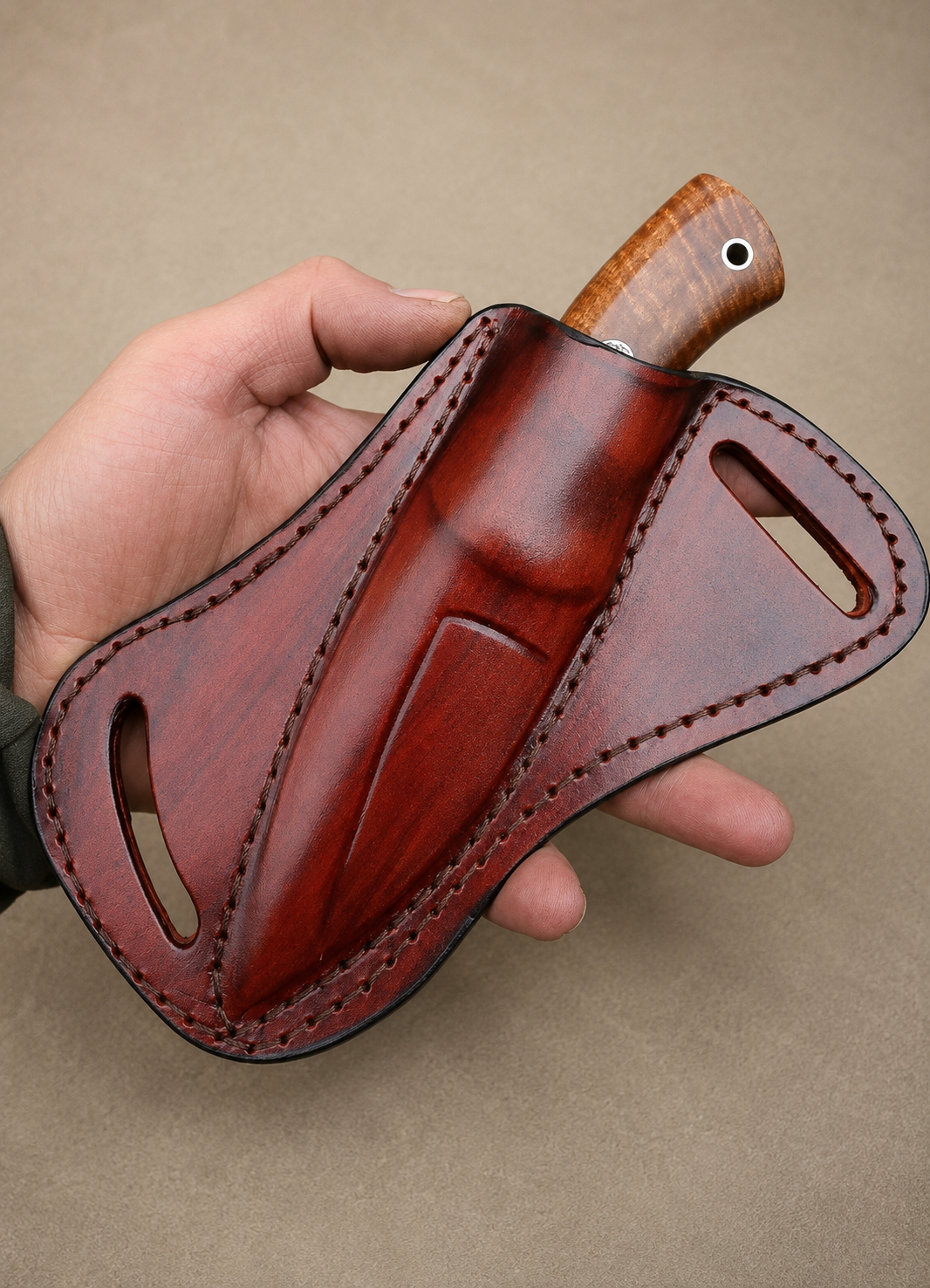 Handmade Genuine Leather Belt Sheath for Fixed Blade Knife