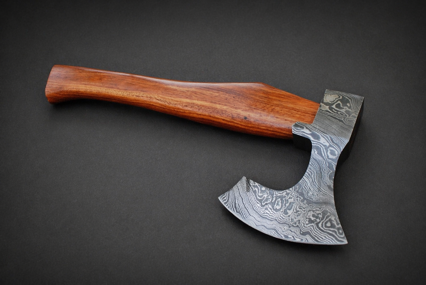 Hand Forged Damascus Steel Utility Axe with Cocobolo Wood Handle – 512 Layers Handmade Tool with Leather Sheath