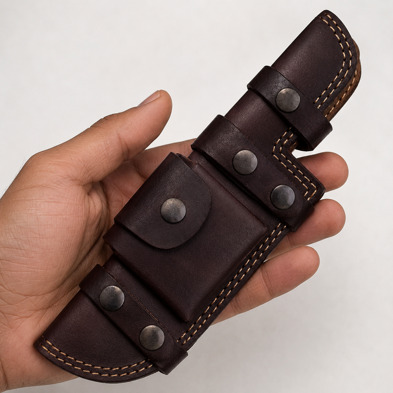Handmade Leather Horizontal Knife Sheath – Double Stitched Fixed Blade Knife 9 Inch Universal Cover