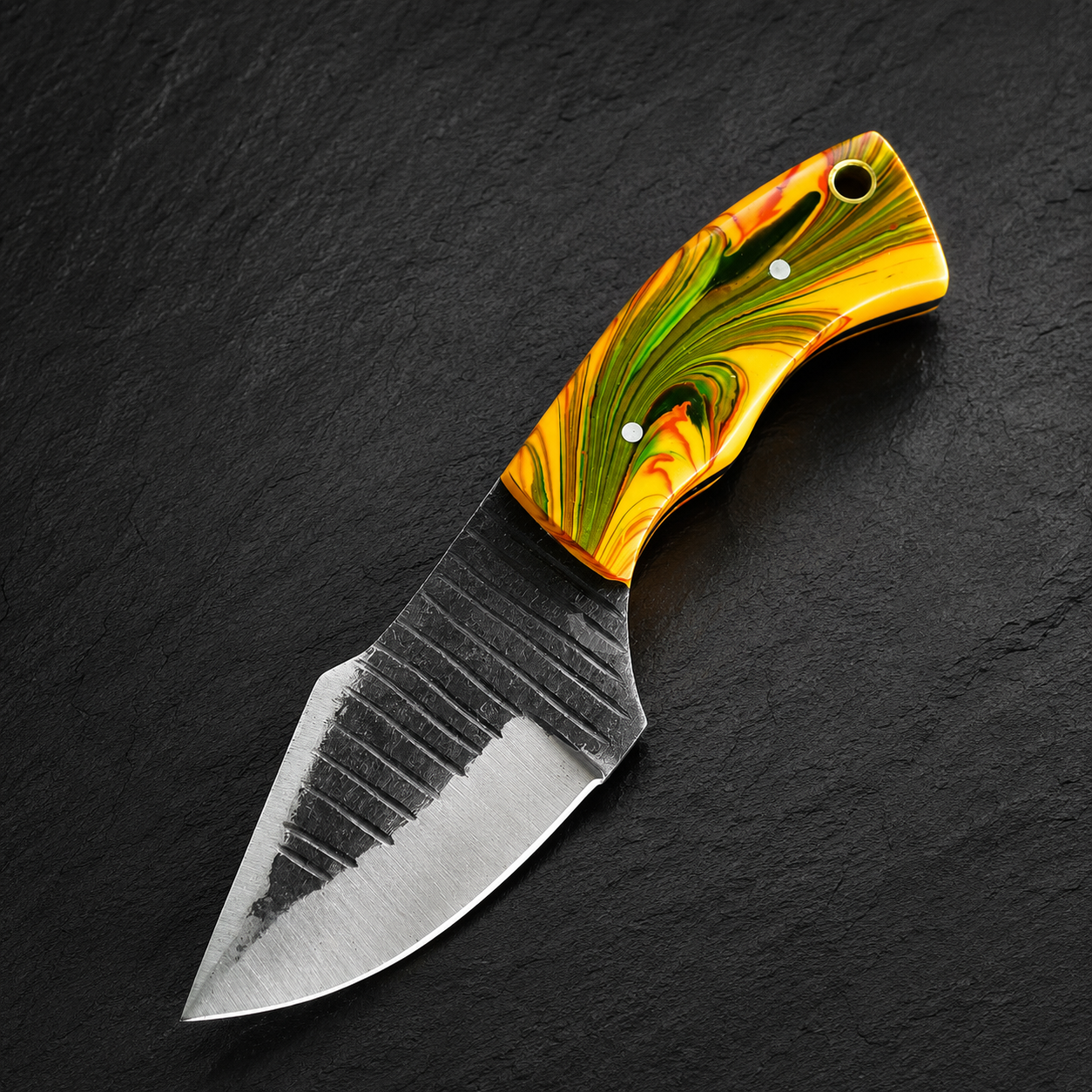 Carbon Ridge 1095 Steel Utility Knife – 6" Hand Forged Fixed Blade with Resin Handle & Leather Sheath