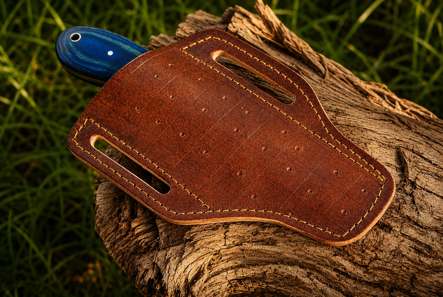 Premium Hand-Forged Railroad Steel Fixed Blade Knife – Wood Handle | Leather Sheath Included