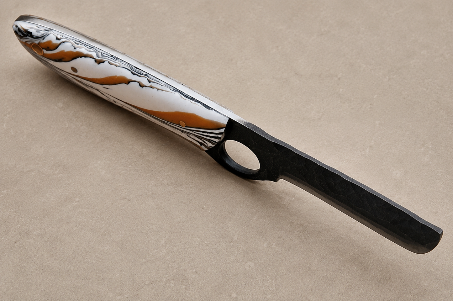 Iron Rail Hand Forged High Carbon Steel Utility Knife – Railroad Steel Fixed Blade with Leather Sheath