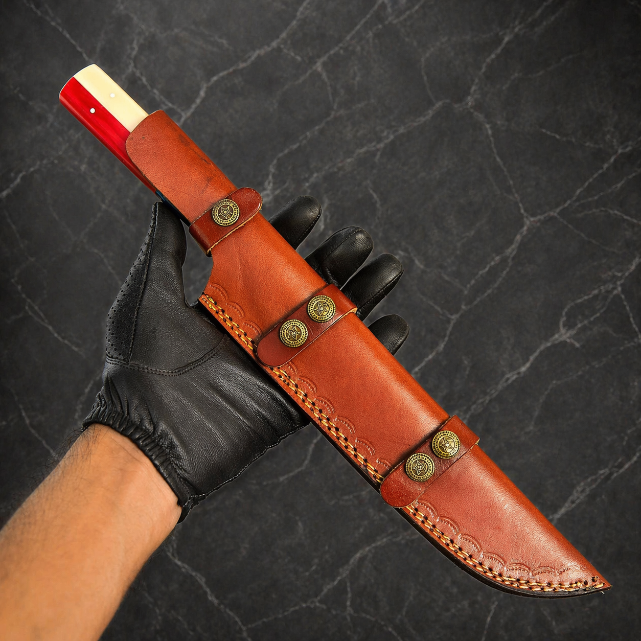 Hand Forged Damascus Steel Brisket Chef Knife – 10” Blade with Texas Flag Handle | 512 Layers
