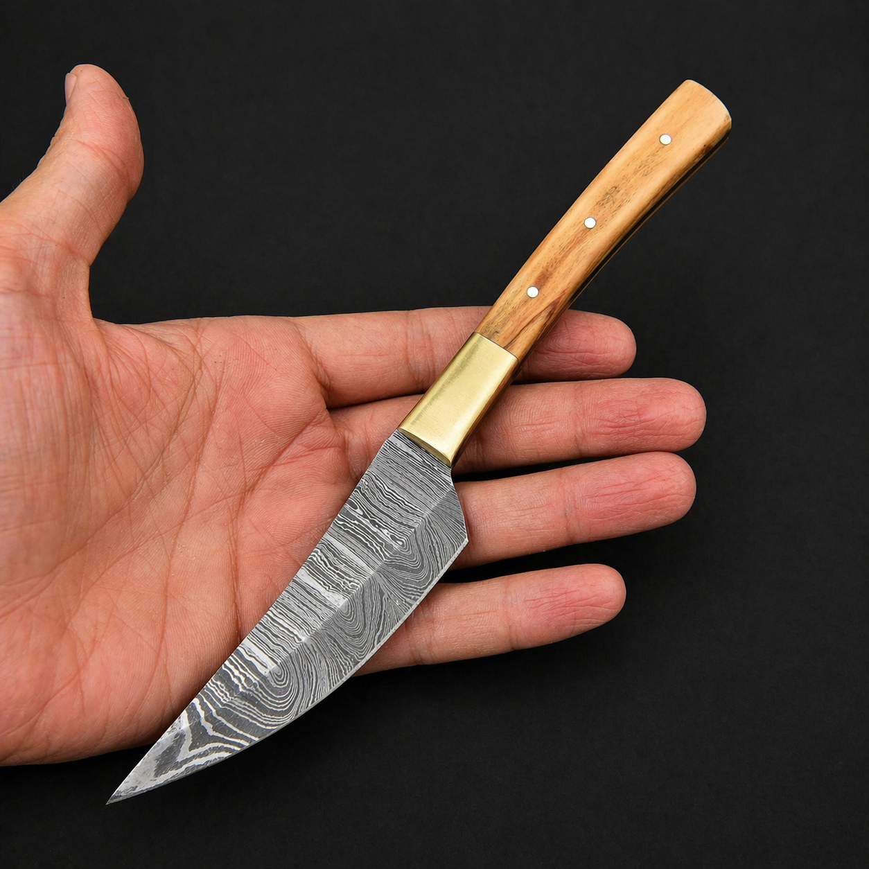 Handmade Damascus Steel Steak Knife Kitchen Set with wood & Brass Handle – 512 Layers Twist Pattern Chef Knives