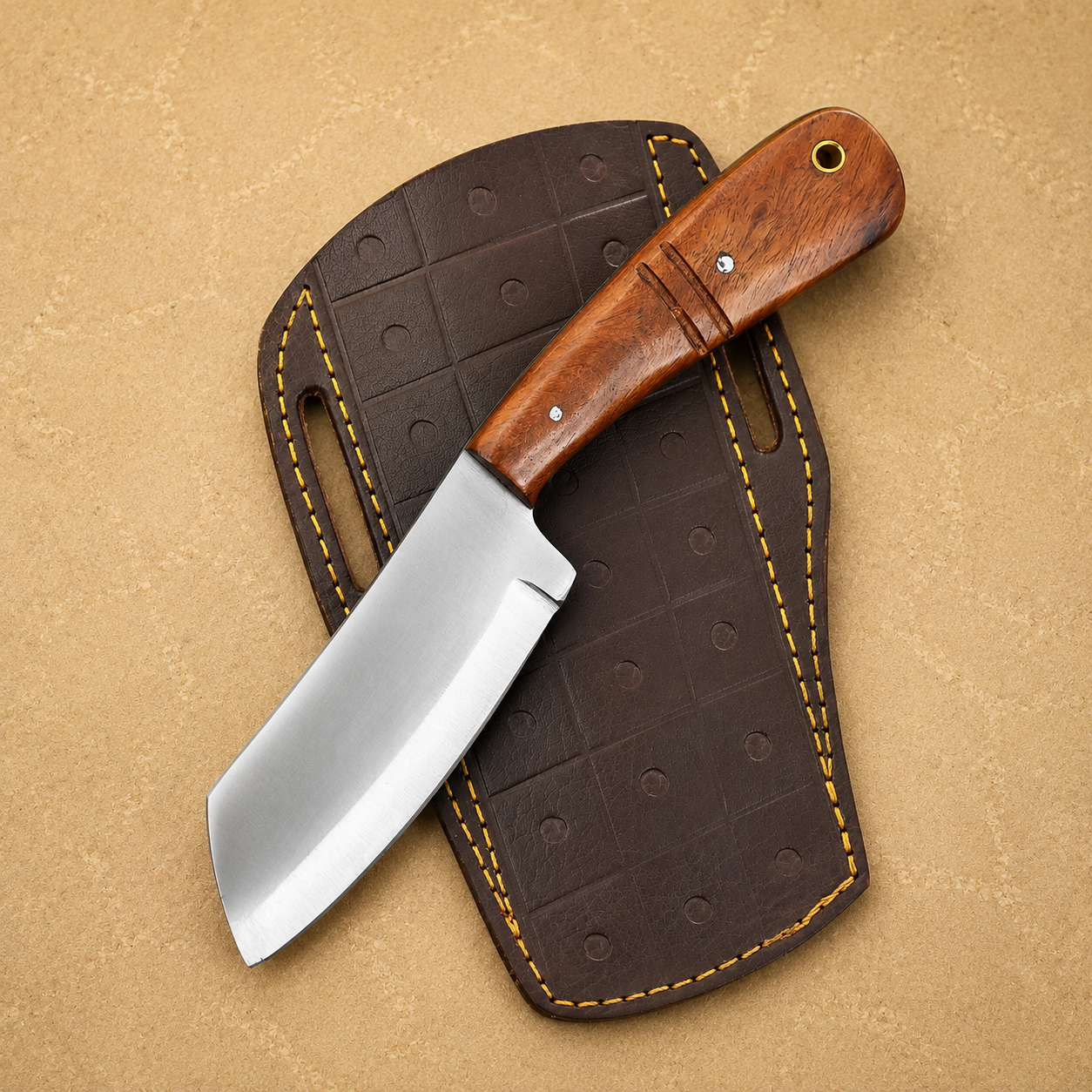 Heritage D2 Steel Utility Knife – Hand Forged Fixed Blade with Resin Handle & Engraved Leather Sheath