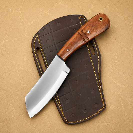 Heritage D2 Steel Utility Knife – Hand Forged Fixed Blade with Resin Handle & Engraved Leather Sheath