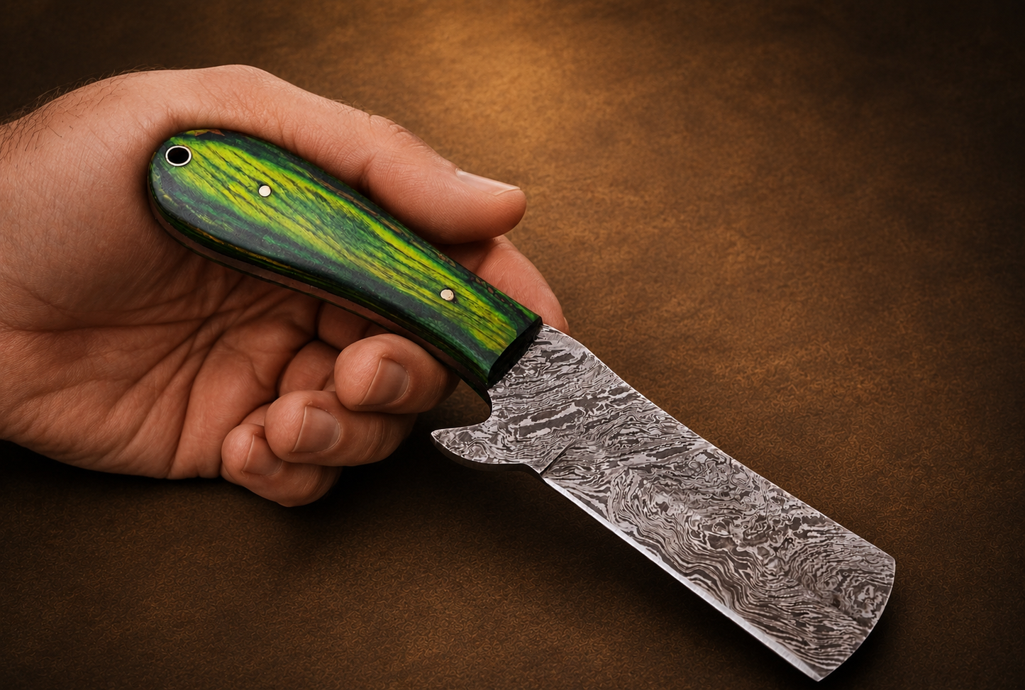 Premium Hand-Forged Damascus Steel Utility Knife – Pukka Wood Handle | 512 Layers | Leather Sheath Included