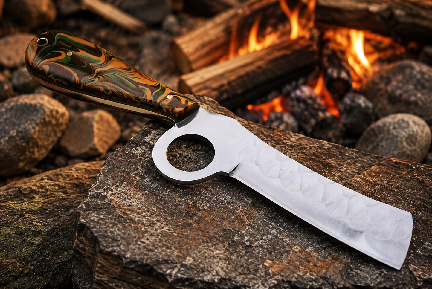 Hand Forged Railroad Steel Outdoor Utility Knife – Rustic Western Handmade EDC with Leather Sheath