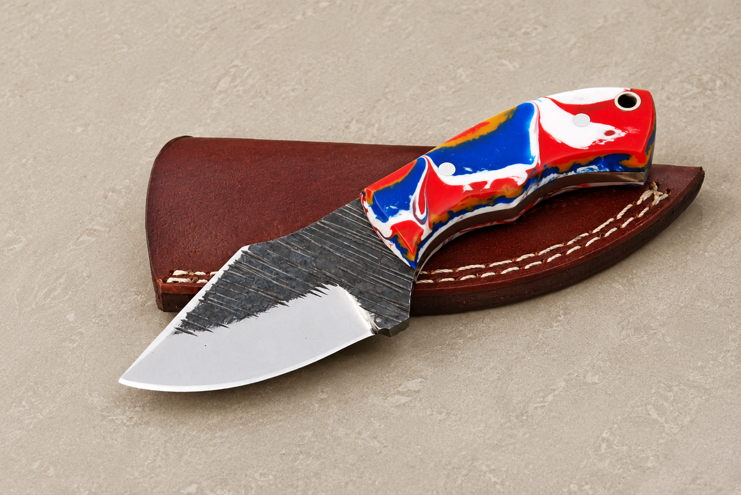Iron Trail Railroad Steel Utility Knife – Hand Forged High Carbon Fixed Blade with Resin Handle & Leather Sheath