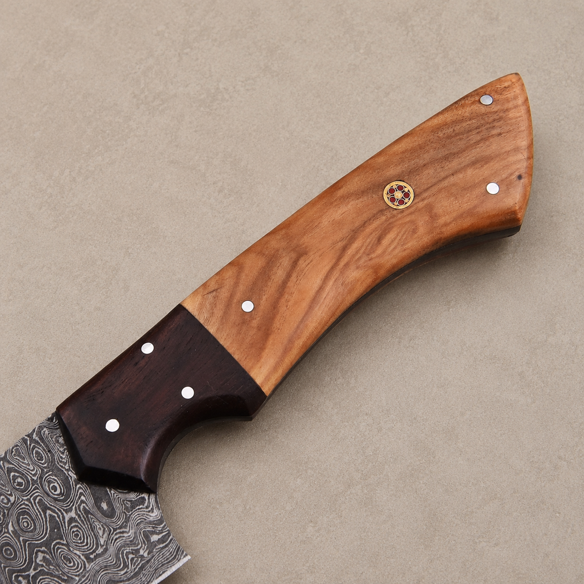 Olive Ridge Elite Damascus Chef Knife – Handmade Premium Damascus Steel with Olive Wood & Rosewood Handle | 12" Full Tang