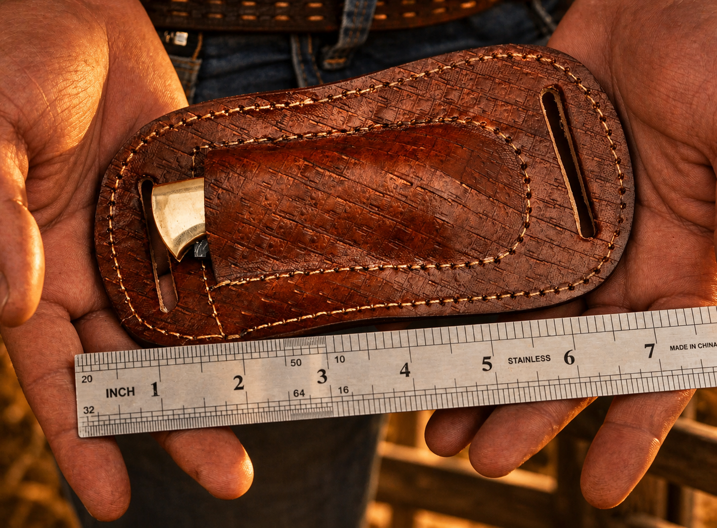 Handmade Leather Knife Sheath – Hand Engraved Folding Pocket Knife 5 Inch Universal Cover