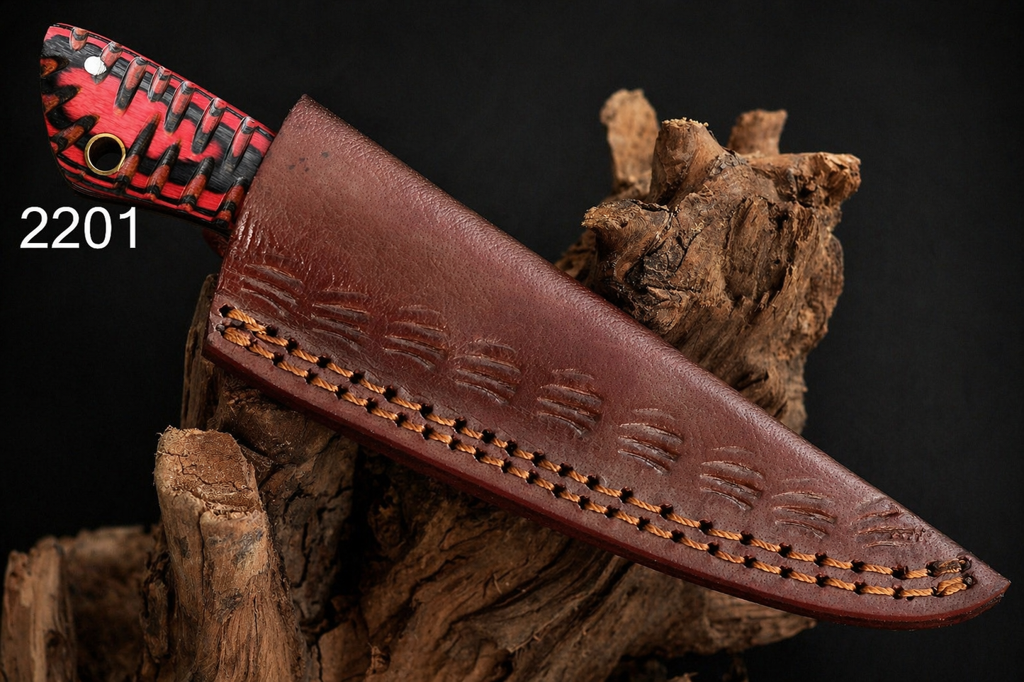 Hand Forged Damascus Steel Skinner Style Fixed Blade Knife with Wood Handle & Leather Sheath – 512 Layers Compact EDC Knife