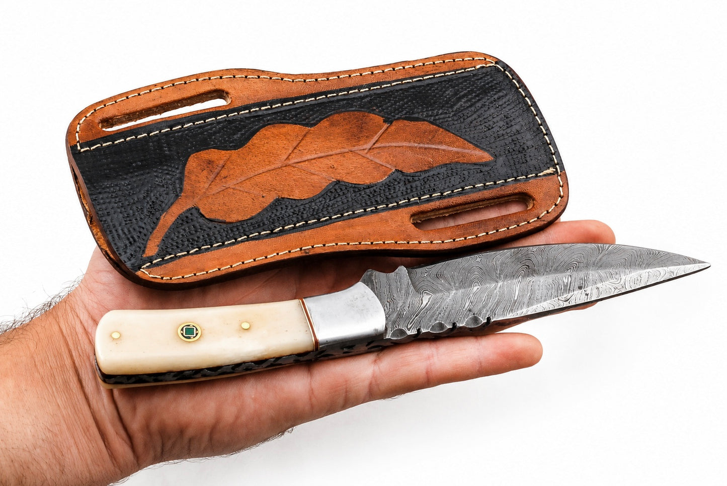 Handmade Leather Knife Sheath For Hand Engraved Fixed Blade Knife  8 Inch Universal Cover
