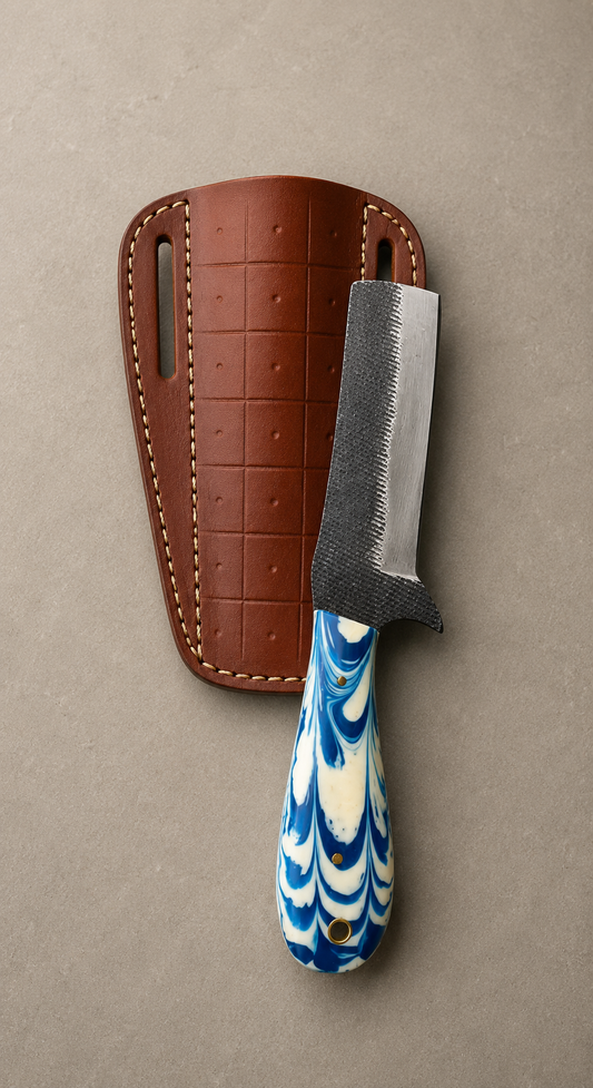 Iron Ember High Carbon Steel Knife – Hand Forged Fixed Blade with Resin Handle & Leather Sheath