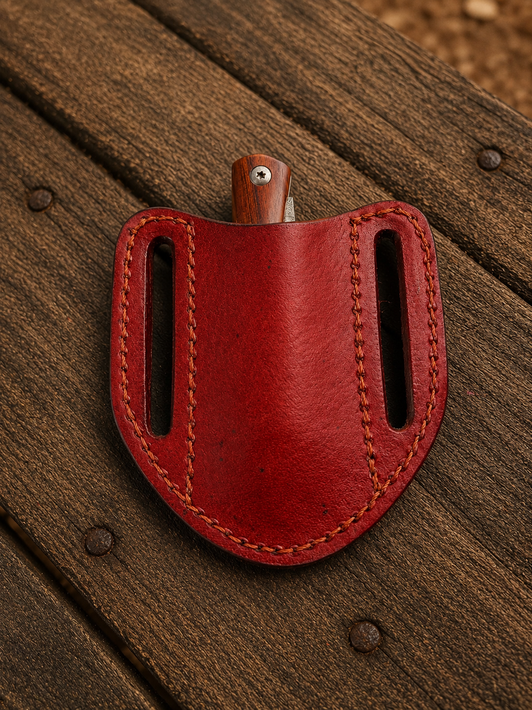 Handmade Genuine Leather Horizontal Belt Pouch – Engraved Universal Tool Holder