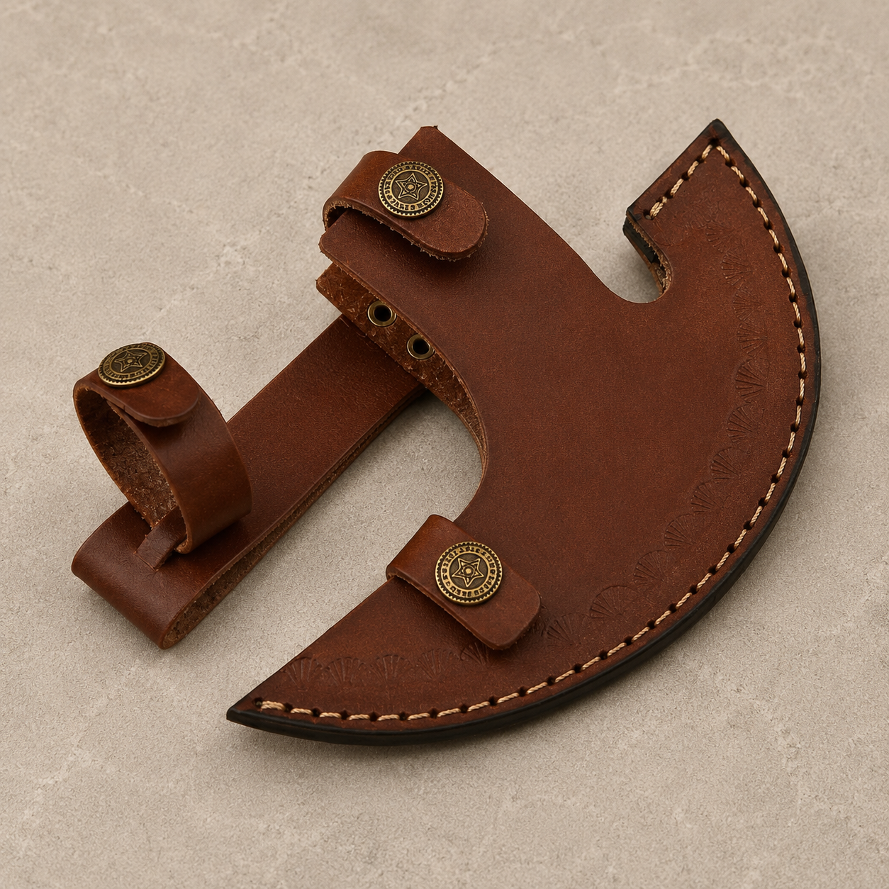 Rustic Pizza Axe Cutter – Hand Forged Carbon Steel Pizza Cutter with Leather Sheath