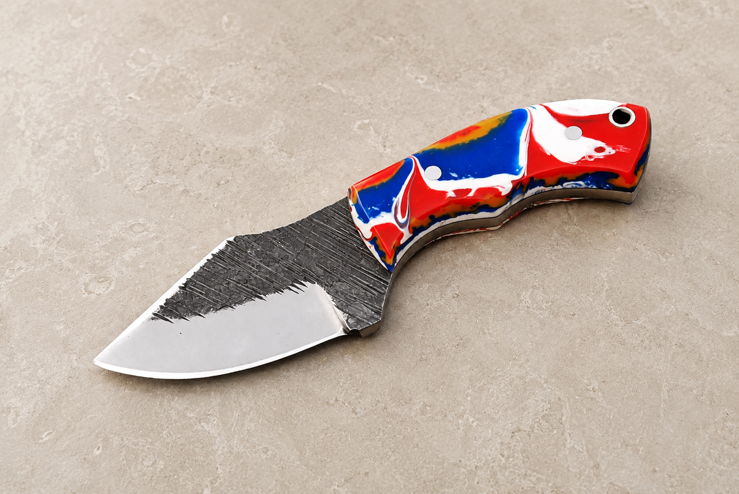 Iron Trail Railroad Steel Utility Knife – Hand Forged High Carbon Fixed Blade with Resin Handle & Leather Sheath