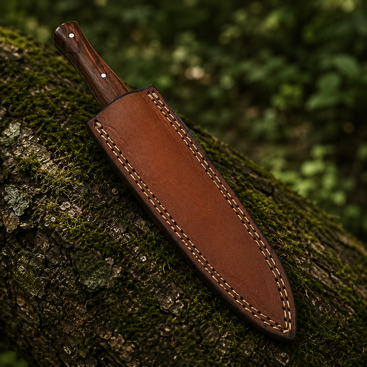 Handmade D2 Steel Full Tang Fixed Blade Utility Knife – Premium Tool with Leather Sheath
