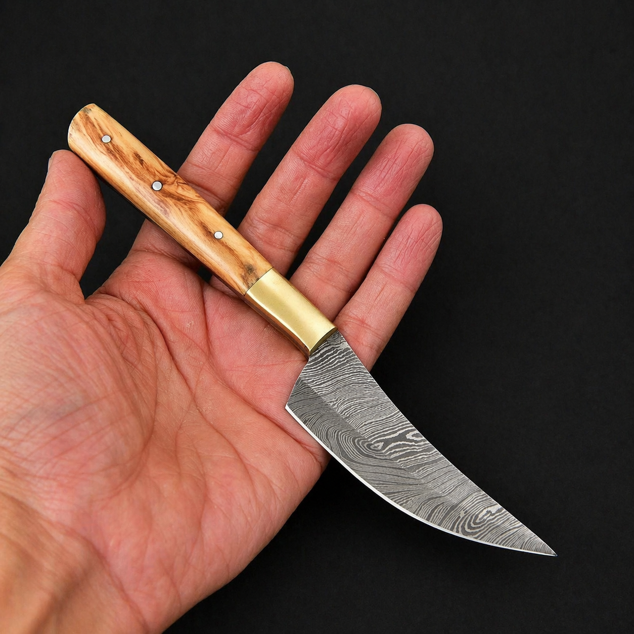 Handmade Damascus Steel Steak Knife Kitchen Set with wood & Brass Handle – 512 Layers Twist Pattern Chef Knives