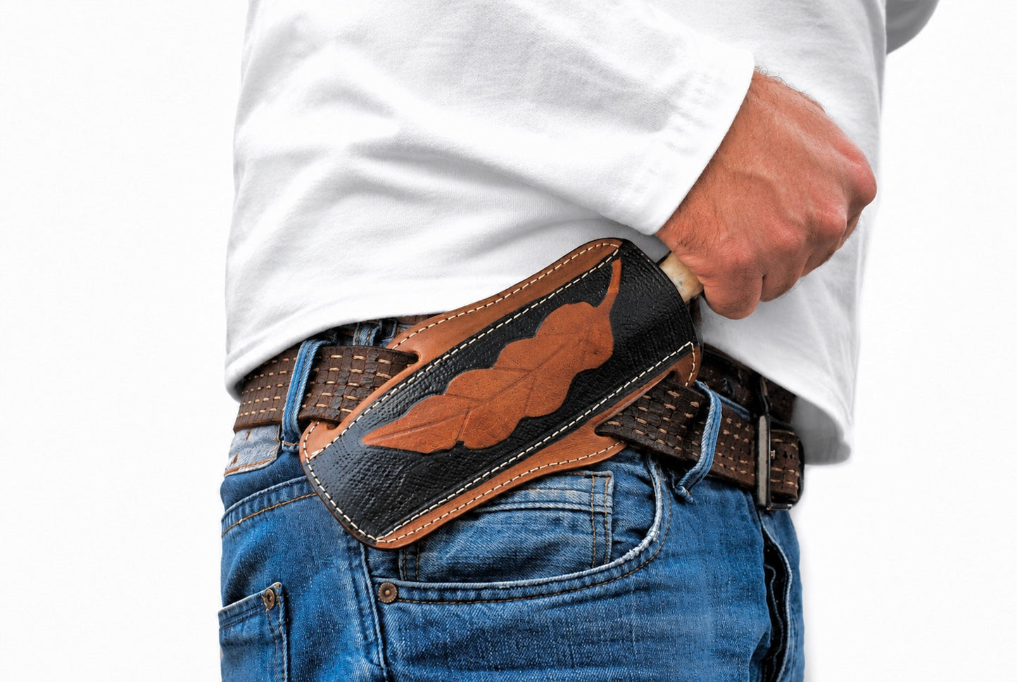 Handmade Leather Knife Sheath For Hand Engraved Fixed Blade Knife  8 Inch Universal Cover