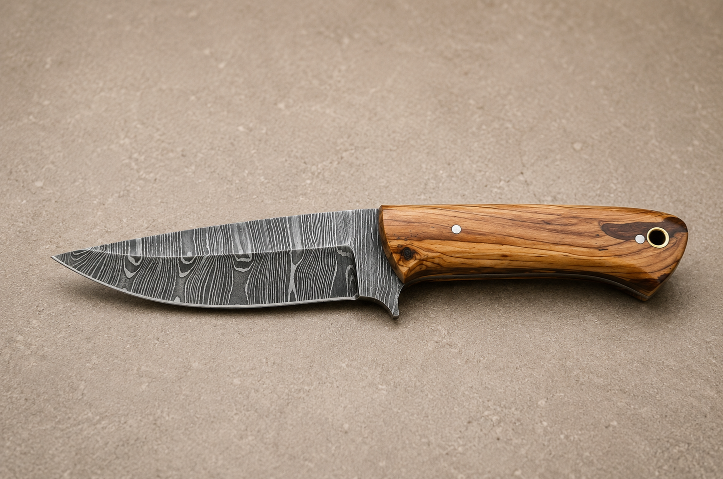 Twist Ridge Damascus Steel Knife – 512 Layer Hand Forged Blade with Wood Handle & Leather Sheath