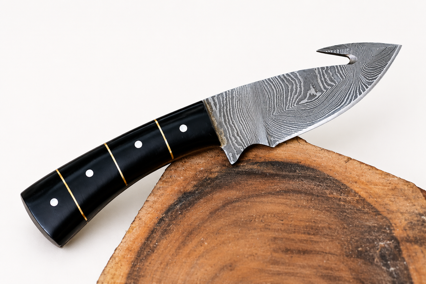 Heritage Damascus Steel Knife – 512 Layer Hand Forged Blade with Buffalo Horn Handle & Leather Sheath