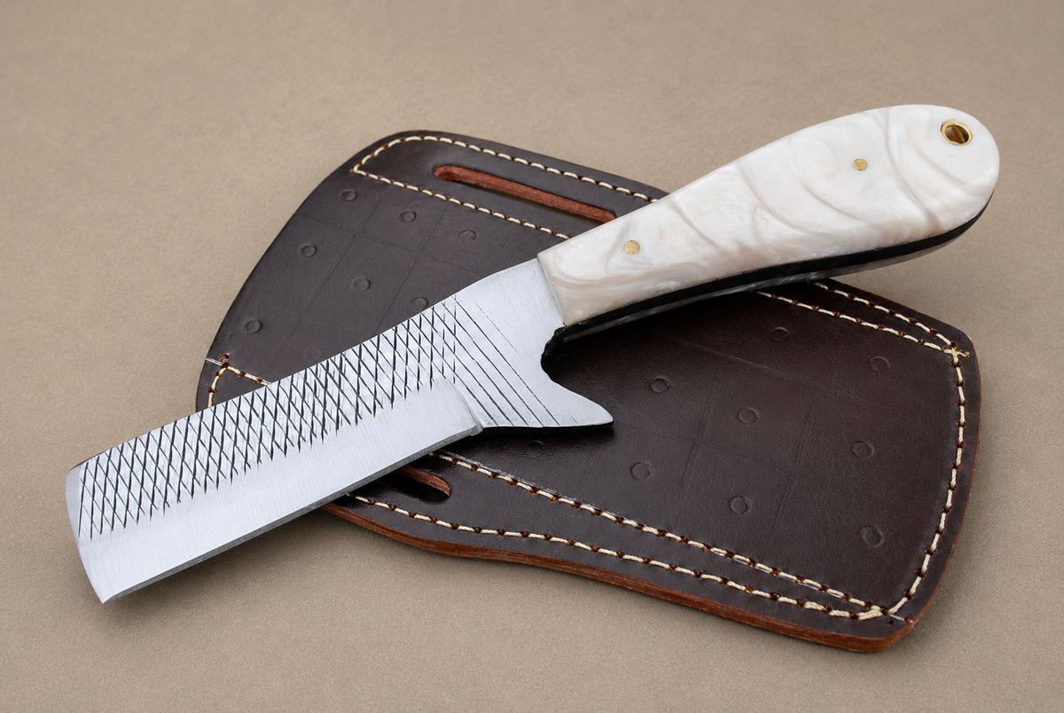 Handmade Horse File Steel Knife with Cross Leather Sheath – Forged Outdoor & Collector Blade