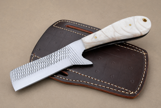 Handmade Horse File Steel Knife with Cross Leather Sheath – Forged Outdoor & Collector Blade