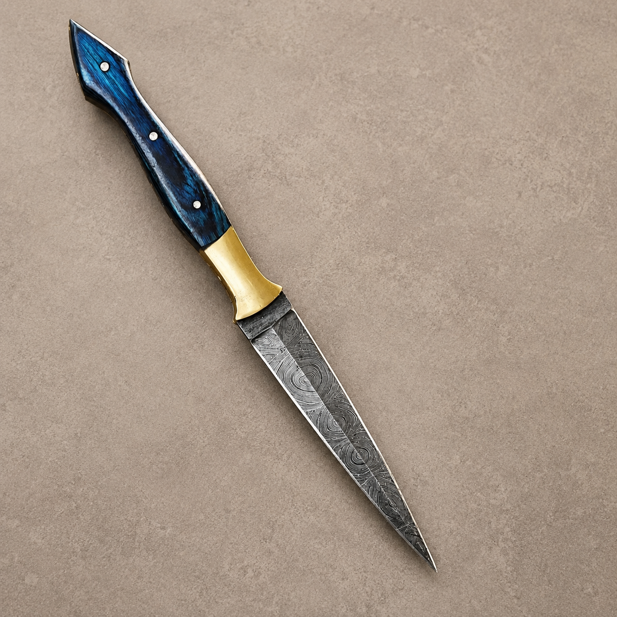 Canyon Forge Damascus Steel Knife – 512 Layer Hand Forged Blade with Wood & Brass Handle and Leather Sheath