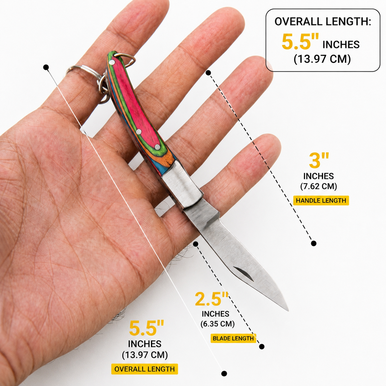 Hand Forged High Carbon Steel Folding Knife Keychain – Compact Pocket Knife with Wood & Steel Handle