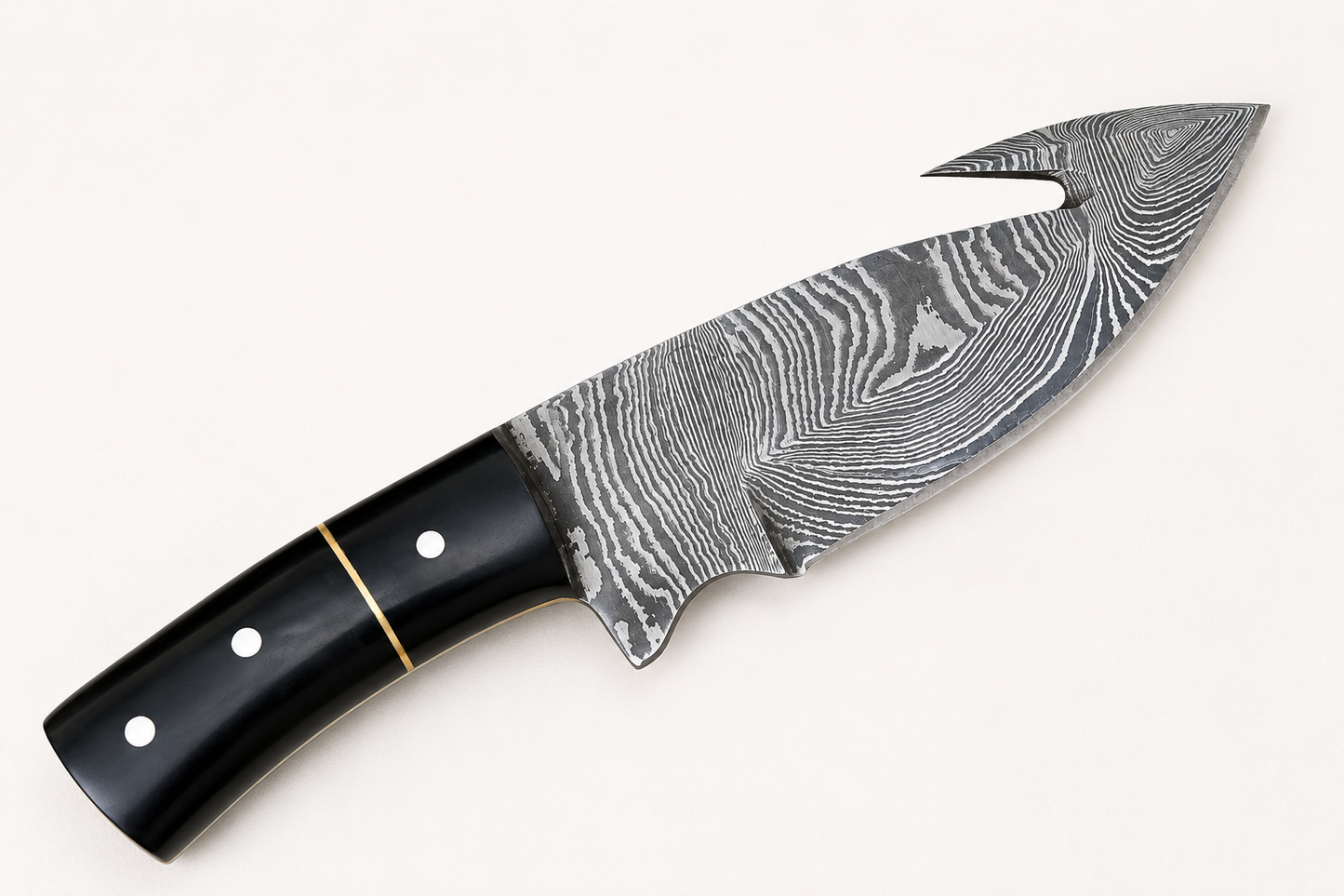 Heritage Damascus Steel Knife – 512 Layer Hand Forged Blade with Buffalo Horn Handle & Leather Sheath