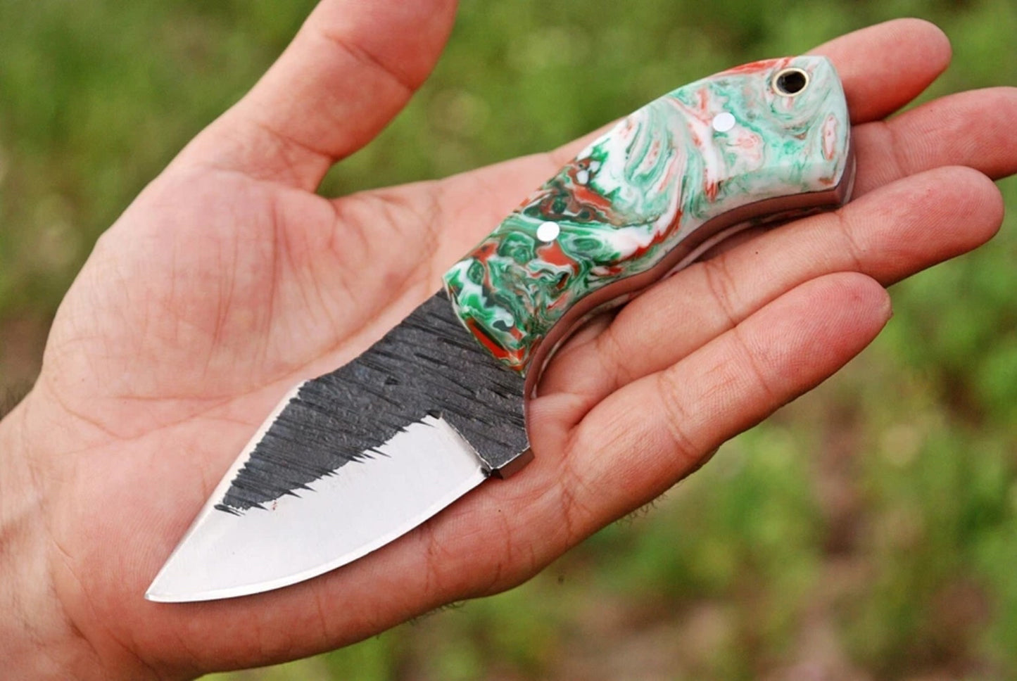 Iron Ridge 1095 High Carbon Steel Utility Knife – 6” Hand Forged Fixed Blade with Resin Handle & Leather Sheath