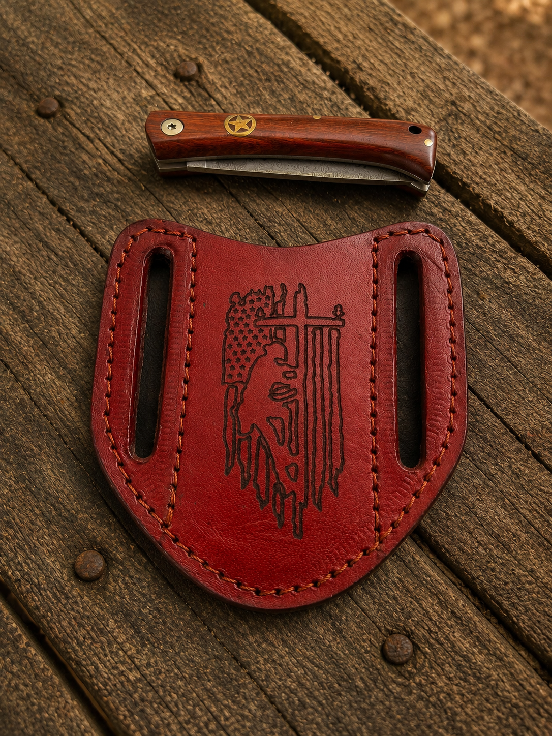 Handmade Genuine Leather Horizontal Belt Pouch – Engraved Universal Tool Holder