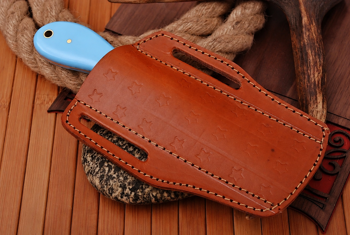 Forge Trail High Carbon Steel Utility Knife – Hand Forged Fixed Blade with Resin Handle & Leather Sheath