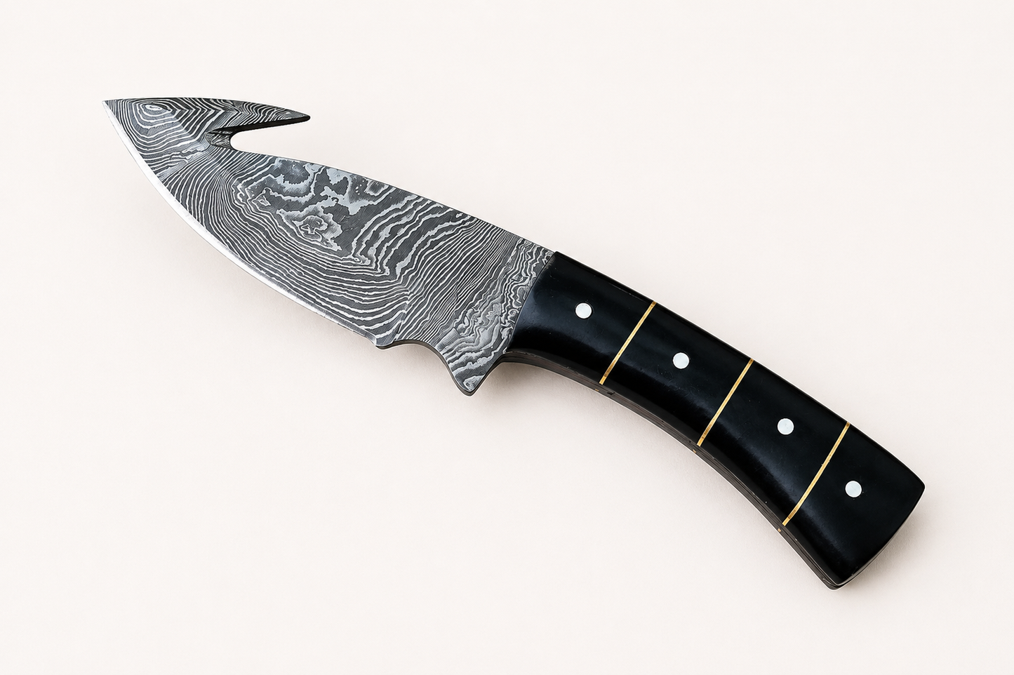 Heritage Damascus Steel Knife – 512 Layer Hand Forged Blade with Buffalo Horn Handle & Leather Sheath
