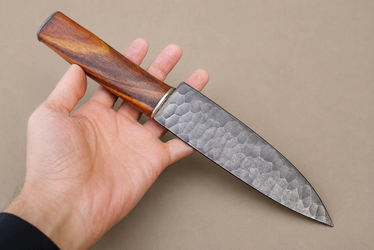 Hand Forged High Carbon Steel Chef Knife with Wood Handle