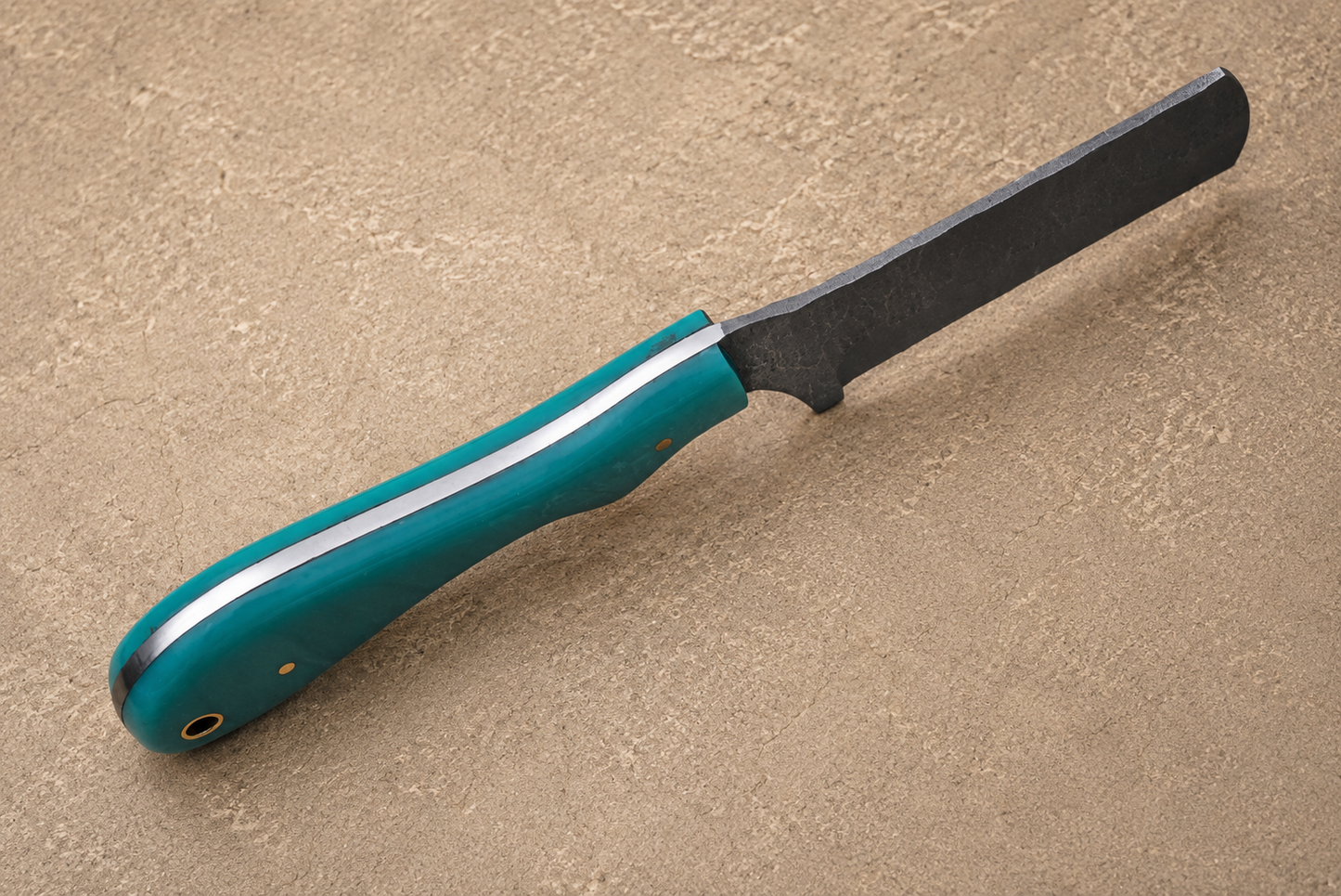 Forge Trail High Carbon Steel Utility Knife – Hand Forged Fixed Blade with Resin Handle & Leather Sheath